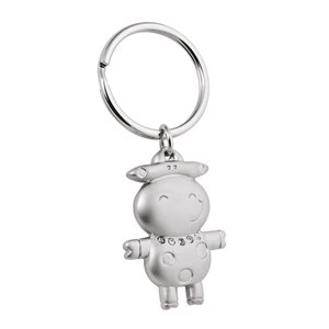 Portachiavi in Metallo Personalizzato a Forma di Mucca in Stile Satinato, Lega alla Moda con Stampa in Smalto Duro, Logo Personalizzato e Portachiavi Regalo - Product Image 1