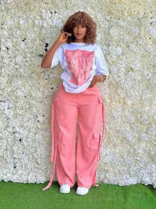 Setelan Kaos dan Celana Wanita Model Longgar Harga Grosir Dua Potong Pakaian Mewah untuk Wanita - Product Image 5