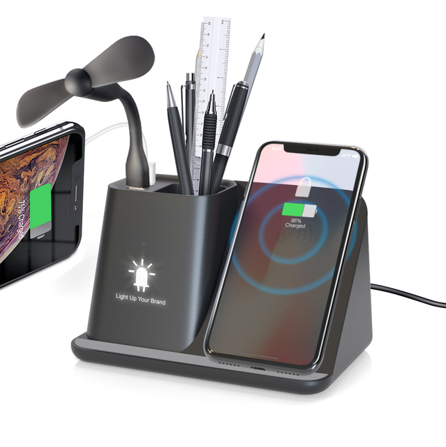 2023 Hot Sale Wheat Straw Multi-function Charger Pen Holder Wireless Charger Pencil Pencil Holder With Type-c