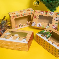 Boîte à biscuits de Noël en papier kraft pour le commerce extérieur, forme avion, avec fenêtre transparente, vente en gros, personnalisation du logo