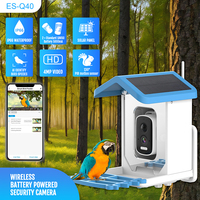 Mangeoire intelligente pour oiseaux avec caméra et piles à énergie solaire, sans fil pour le contrôle de l'application extérieure, vision nocturne en couleur par IA, identification des espèces