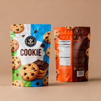 Sachet personnalisé refermable pour biscuits, pochette verticale en plastique scellée avec fermeture éclair pour emballage de bonbons et biscuits