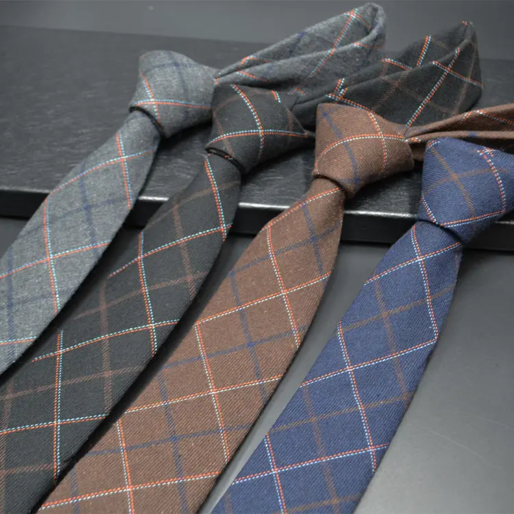 N155 6Cm Mode Jacquard Plaid Patroon Stropdas Britse Stijl Fleece Ties Voor Mannen