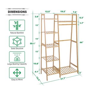 Tùy Chỉnh Minimalism May Mặc Kệ Tre Kệ 7-Tier Kệ Lưu Trữ Nhiệm Vụ Nặng Nề Quần Áo Giá Cho Tủ Quần Áo Tủ Quần Áo Tổ Chức - Product Image 4