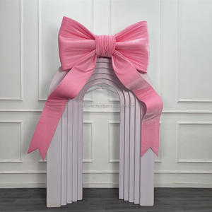 Lazo de terciopelo rosa gigante para decoración de fondo de pared, lazo de tela para bodas, venta al por mayor de fábrica - Product Image 1