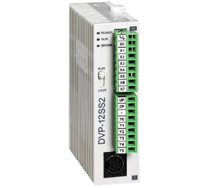 Delta DVP12SS211S ชุดควบคุม PLC แบบประหยัด รุ่นมาตรฐาน ขนาดบาง สำหรับควบคุมการเข้าออกประตูและระบบรักษาความปลอดภัย - Product Image 1