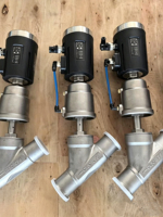 Vanne d'angle proportionnelle pneumatique en acier inoxydable avec régulateur intelligent à commande PLC (4-20mA) et raccord Tri-Clamp