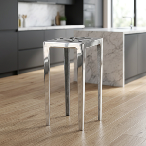 Tabouret de bar traditionnel en aluminium pour salon - Base en métal durable - Product Image 3