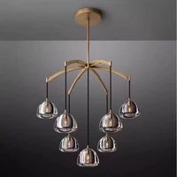 Lustre moderne en laiton doré de style nordique vintage à LED pour salle à manger, salon, hôtel, plafonnier de luxe