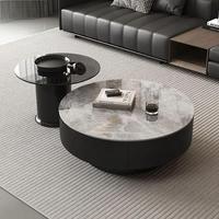 Table basse de style italien de luxe avec plateau en ardoise, rangement intégré, moderne, petite taille, ensemble de salon, idéale pour la maison, simple