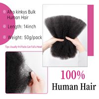 Capelli Umani Afro Kinky Bulk per Dreadlock e Twist, Tessitura di Capelli Vergini con Cuticole Allineate, Estensioni di Capelli Umani Grezzi da Singolo Donatore
