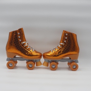 <span class=keywords><strong>Patines</strong></span> holográficos de cuero PU de alta calidad para <span class=keywords><strong>mujer</strong></span>, <span class=keywords><strong>patines</strong></span> cuádruples de cuatro ruedas de doble fila amarillo dorado brillante para edades de 8 a 50 años - Product Image 5