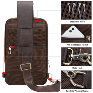 กระเป๋าเป้สะพายหลังแบบคาดลำตัวหนังม้าแท้ผู้ผลิตหนังแท้กระเป๋าคาดอกหนังวัวแท้แบบย้อนยุค - Product Image 3