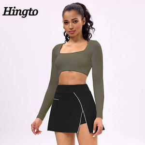 Tennis Kleidung Sport rock und Langarm Top Set für Frauen Tennis Wear für Frauen Sexy Tennis Rock 2-teiliges Set - Product Image 2