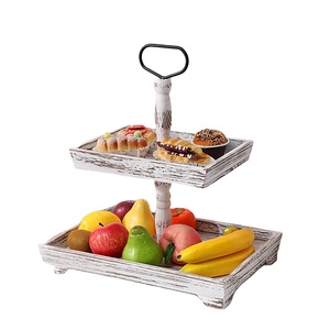 圣诞装饰双层托盘仿旧木材2层厨房柜台托盘 - Product Image 3
