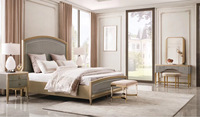 Ensemble de meubles de chambre à coucher de luxe haut de gamme en bois massif, style américain, design italien tendance, avec armoire assortie, taille King Size