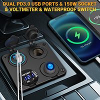 Chargeur de voiture WLETO étanche à double port USB Type-C/Type A PD3.0 90W avec surveillance de la tension 12-24V