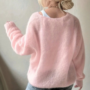 Nuovo Arrivo Autunnale: Maglione da <span class=keywords><strong>Donna</strong></span> Versatile con <span class=keywords><strong>Scollo</strong></span> a <span class=keywords><strong>V</strong></span>, Tinta Unita, Vestibilità Comoda e Stile Rilassato - Product Image 3
