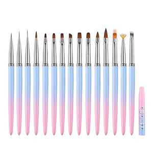 Pinceau à ongles à manche métallique, poils synthétiques en nylon, rond et plat, pour gel, ombrage, 3D, acrylique, dessin animé - Product Image 4