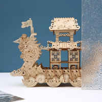 Kit de puzzle 3D en bois à assembler soi-même, bateau dragon, style oriental, modèle de décoration de bureau à domicile, vente en gros