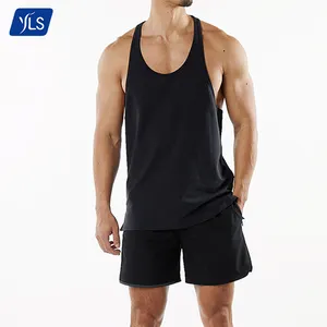 YLS toptan özel erkekler spor vücut geliştirme yarışçı geri Tank Top nem esneklik spor kas gömlek Stringer erkek spor giyim