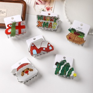 Pinza de Pelo Navideña, Pinza Acrílica Linda, Accesorio para el Cabello para Mujeres y Niñas, Regalos para Fiestas y Festivales - Product Image 1