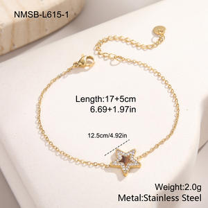Pulsera de Acero Inoxidable con Baño de Oro PVD de 18K, Diseño de Estrellas Coloridas con Circonitas Transparentes, Ideal para Fiestas, Venta al por Mayor - Product Image 3