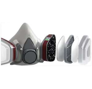 Respirador de Media Cara de Silicona Reutilizable KN95, Mascarilla Antipolvo de 3 Capas <span class=keywords><strong>para</strong></span> Pintura, Protección Química Laboral, Cartuchos - Product Image 5