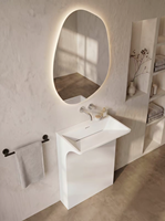 Lavabo sur pied en marbre blanc, vasque de salle de bain en pierre massif incurvée et évasée