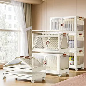 Hộp Lưu Trữ Tổ Chức Có Thể Gập Lại Crate Nhựa Gấp Bộ Đồ Ăn Nhà Tổ Chức Hộp Lưu Trữ Với Nắp