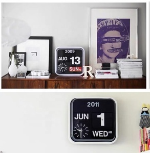Hàng Mới Về Hấp Dẫn Hiện Đại Vuông Nhựa Đa Chức Năng Auto Lật Lịch Bảng Đồng Hồ Treo Tường - Product Image 6