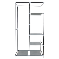 Armoire à vêtements non tissée avec étagère et trois organiseurs de rangement, armoires de chambre à coucher, organiseur de vêtements