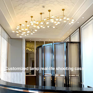 โคมไฟระย้าแก้วทรงกลม LED โคมไฟระย้าแก้วสำหรับวิลล่าร้านอาหาร - Product Image 3