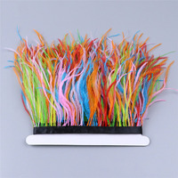 Frange de plumes d'autruche en tissu multicolore de 10-15 cm pour robe de mariée, vêtements de danse, jupe, vêtement - Vente à prix réduit