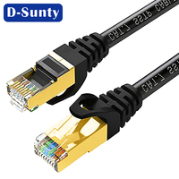 Kabel Jaringan D-Sunty High-Speed Cat7 10Gbps SFTP Patch Cord dengan Selubung PVC, Konektor RJ45, Tembaga Murni, Panjang Sesuai Pesanan