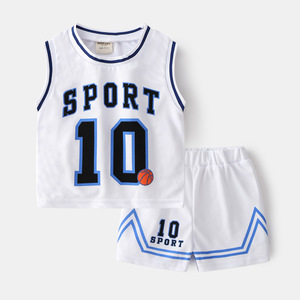 Ensemble de vêtements de sport pour garçon, t-shirt sans manches + short, 2 pièces, imprimé, nouveau style d'été, basket-ball - Product Image 3