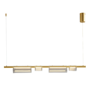 Lámpara de Araña Artística de Alta Gama Estilo Italiano, Totalmente en Cobre, Postmoderna, de Lujo, con Tira de Vidrio para Restaurante, Bar o Isla - Product Image 2