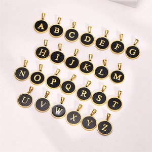 Dainty Gold Plated Women Choker Necklace Stainless Steel Letter DIY Round Pendant Necklace - Product Image 3
