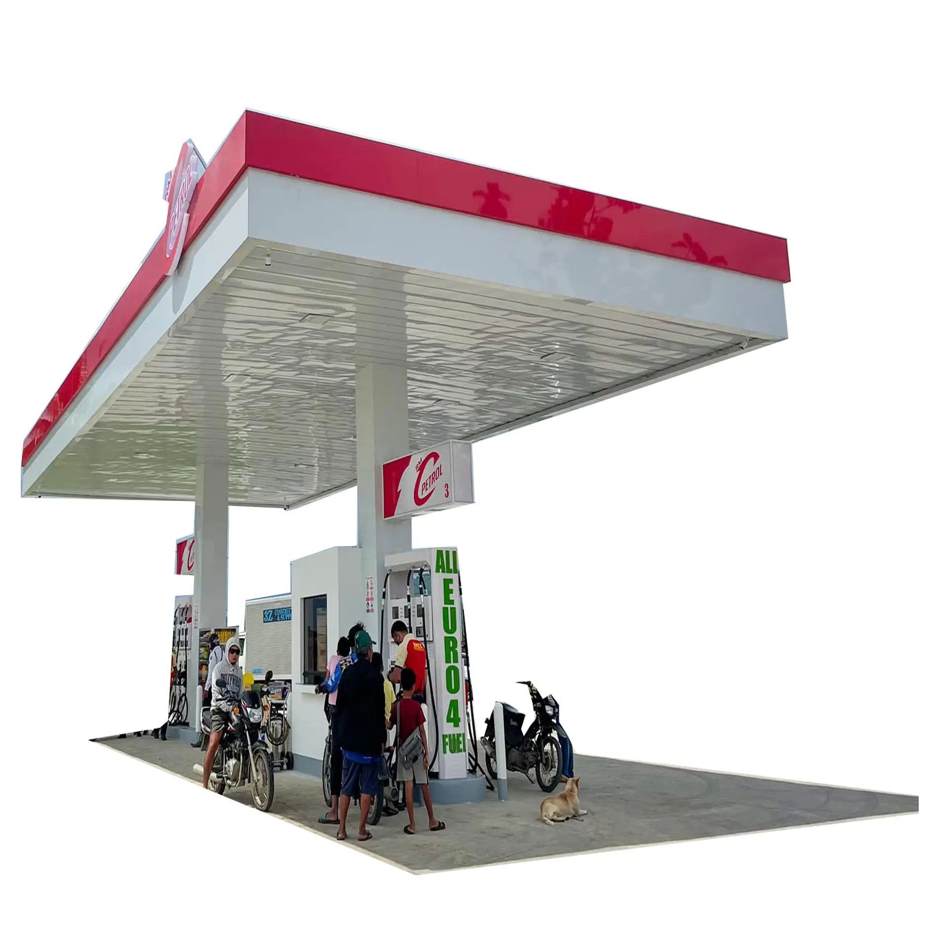 Pre Fabricated Modular Cost Create Gas Station Steel Structures Sandwich Panel or Steel Sheet Plastic Steel Window Frame Part