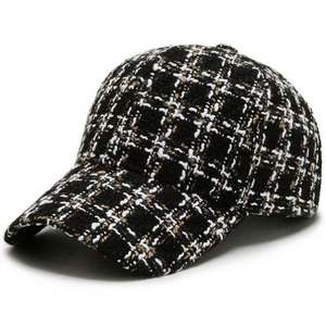 Gorro de Tweed a Cuadros Blanco y Negro para Mujer, Otoño e Invierno, Gorra de 6 Paneles, Gorra Deportiva de Moda para Mujer, Gorra de Béisbol - Product Image 5