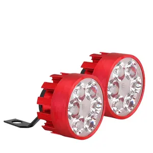 12v Led Work Lightings For Car With Red Or Black Frame Flood Light 18w Led Working Driving Lights For Off-Road Vehicle