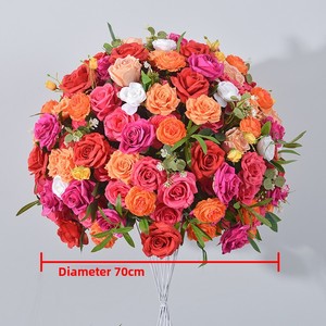 Hecho a mano 70cm Hot Pink Orange Rose Flower Ball <span class=keywords><strong>Arreglo</strong></span> Personalizado Flor artificial Entrada Mesa Decoración Día <span class=keywords><strong>de</strong></span> la madre - Product Image 6