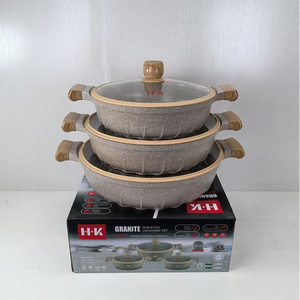 Modern Design Non-Stick Panela De Sopa De Alumínio <span class=keywords><strong>6</strong></span>-Piece Set 32-36-40cm Big Granito Caçarola Panelas com Tampa De Vidro New Kitchen Wares - Product Image 2