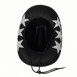 Sombreros Vaqueros de Estilo Occidental con Pedrería de Estrella, Logotipo Personalizado, Casuales para Viaje, Unisex para 4 Estaciones, con Cuerda - Product Image 4