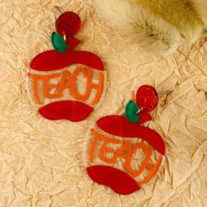 TEACH Acrylique Pomme Pendentif Boucles D'oreilles Retour à l'école Graduation Fête Des Enseignants Cadeau pour les Femmes Uionen 1813 - Product Image 4