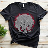 Modèle de strass thermocollant personnalisé pour vêtements, motif Afro Girl, en cristal, à dos plat, pour transfert thermique