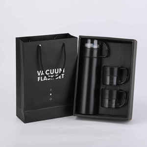 High-end Business Stainless Steel Vacuum Insulated Leak-Proof Tumbler <b>Gift</b> <b>Box</b> Set with Three Lids Modern Design for Men - Product Image 1
