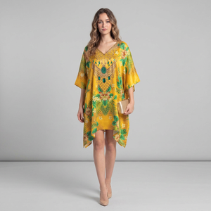 Robe longue caftan africain en viscose pour femme, coupe décontractée, tunique poncho kimono, finition soyeuse, style bohème, idéale pour les vacances et les loisirs. - Product Image 1