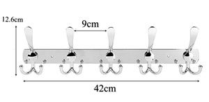 <span class=keywords><strong>Perchero</strong></span> de <span class=keywords><strong>Pared</strong></span>, Gancho para Abrigos de Acero Inoxidable, Rieles para Colgar, Plateado - Product Image 5