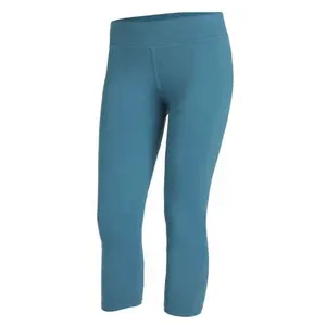 Women High Waist Leggings Capri Cropped Running Gym Sport Exercise Pants Trouser Women Quarter Leggings Blue